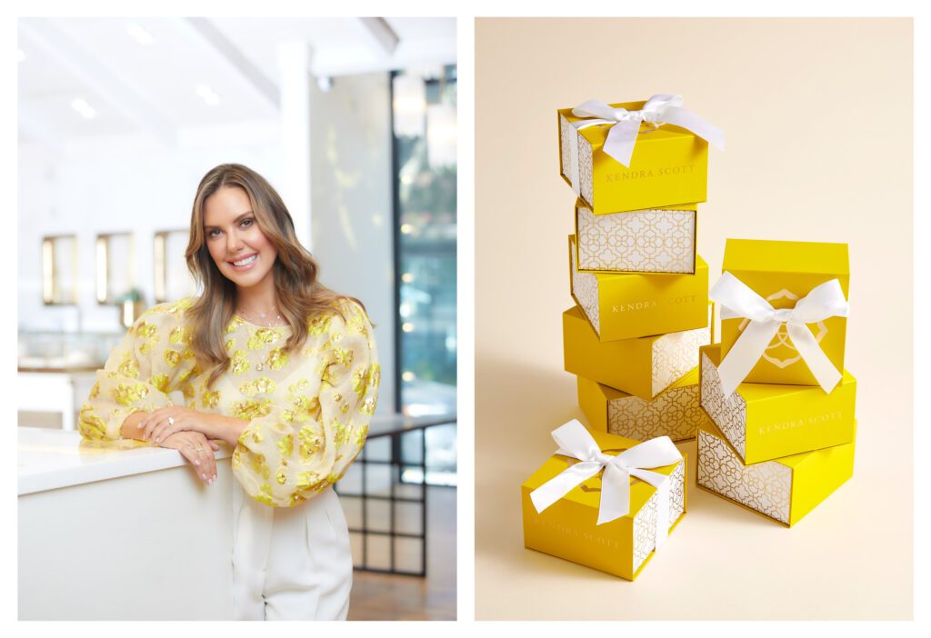 Kendra Scott and her iconic yellow and gold boxes